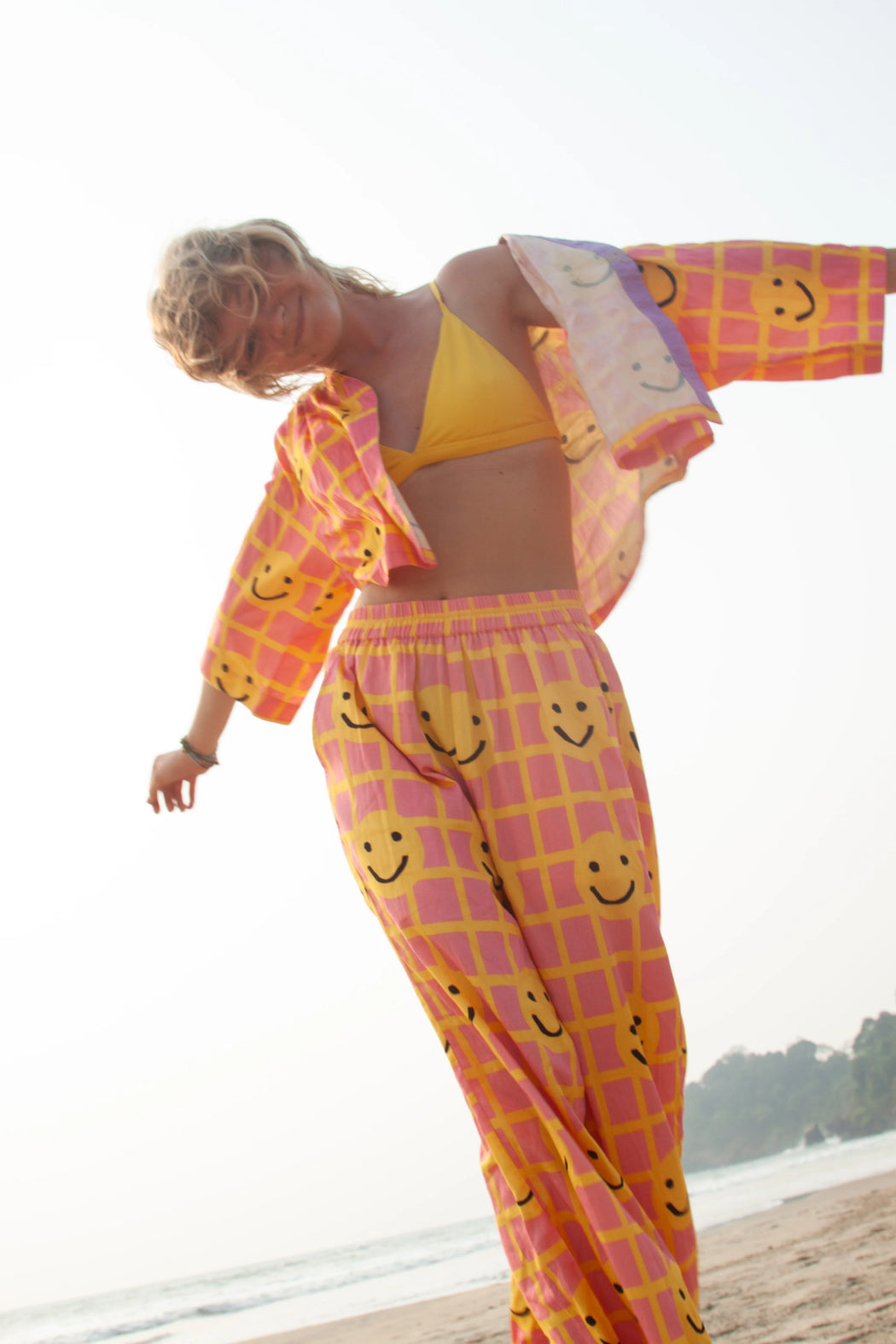 Miss Pompom Smiley Cropped Swing Jacket