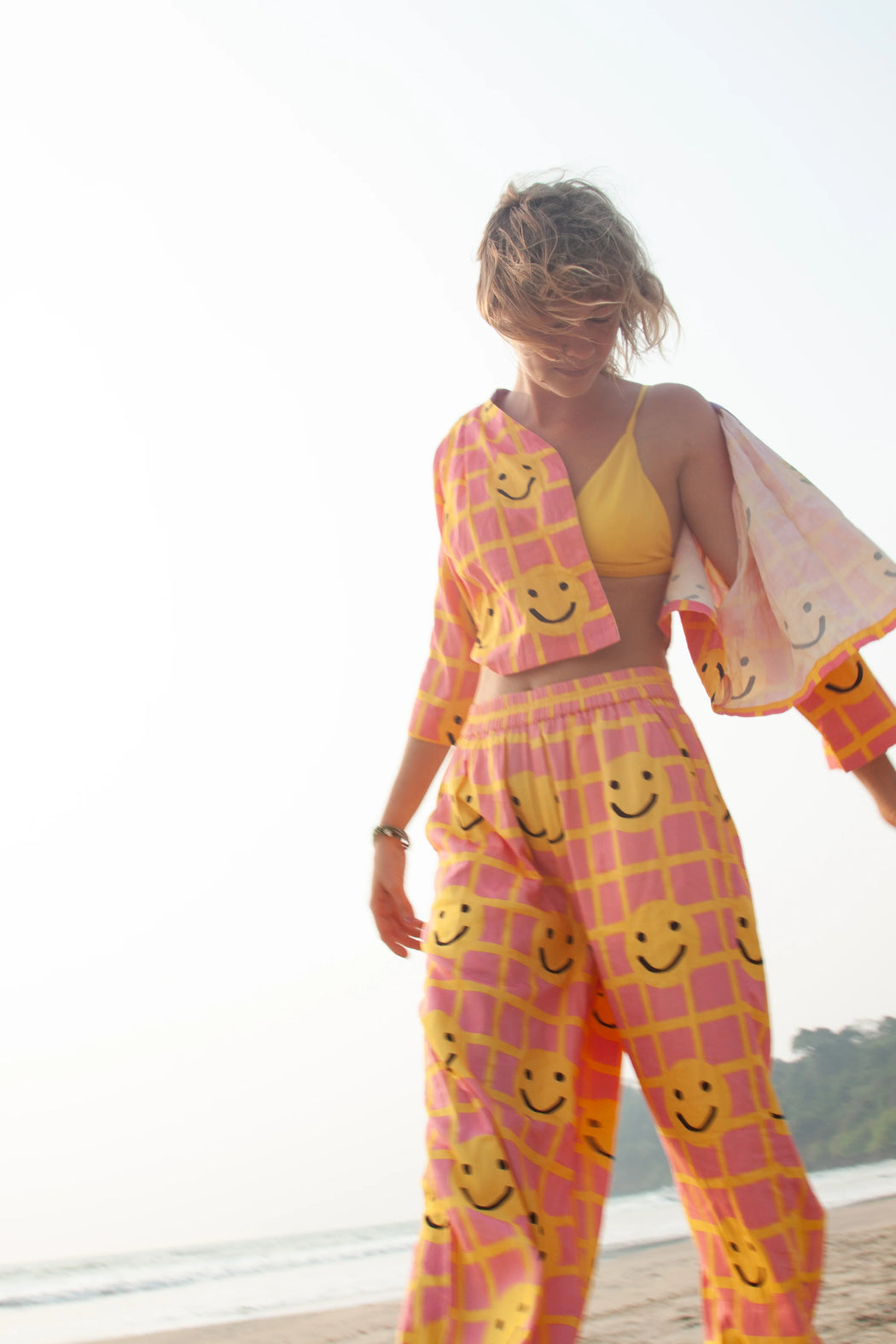 Miss Pompom Smiley Cropped Swing Jacket