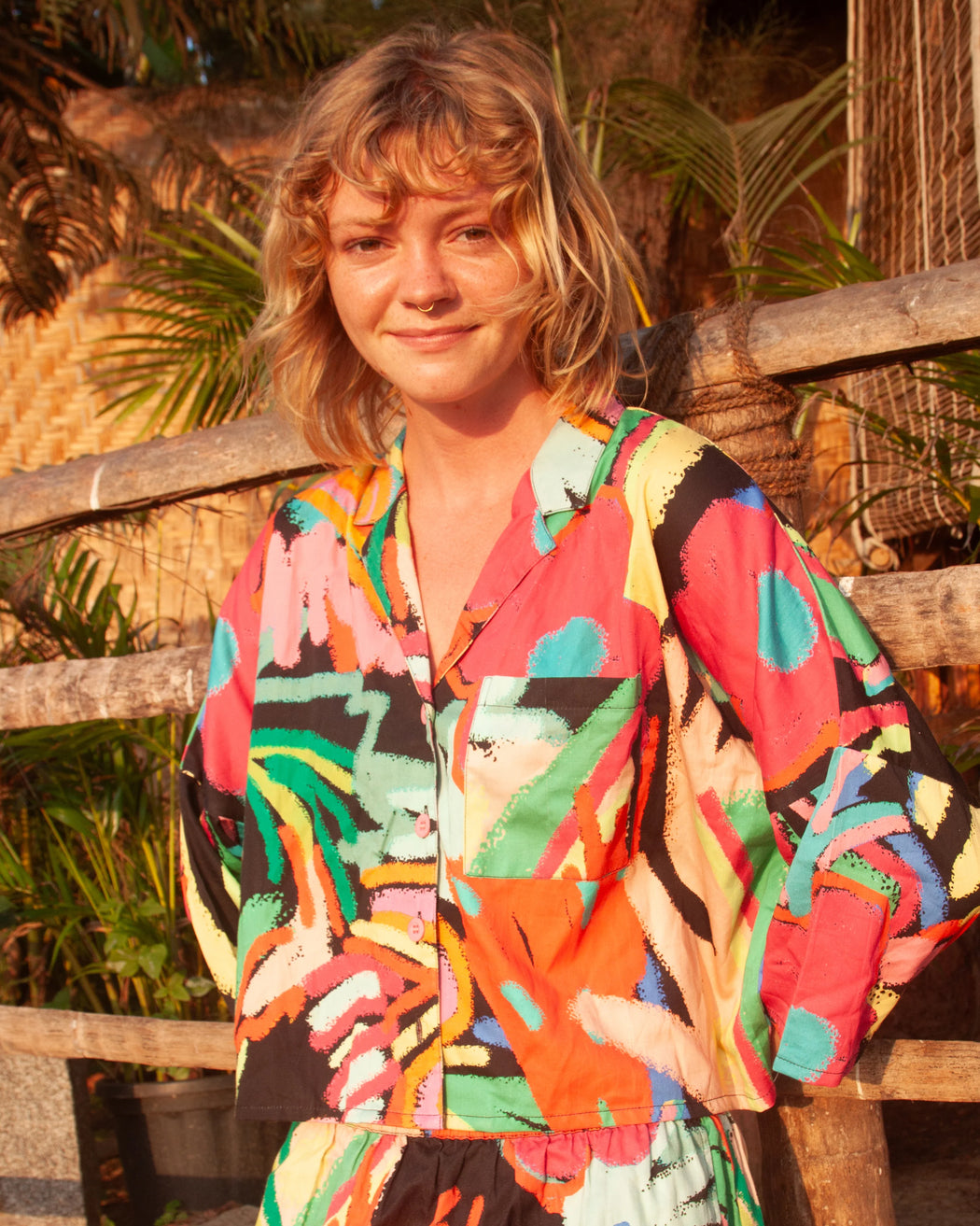 Miss Pompom Jungle Boxy Vacation Shirt