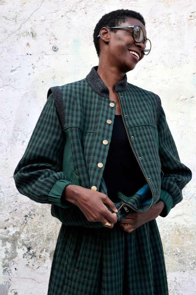 Lowie Green Check Bomber Jacket on Women