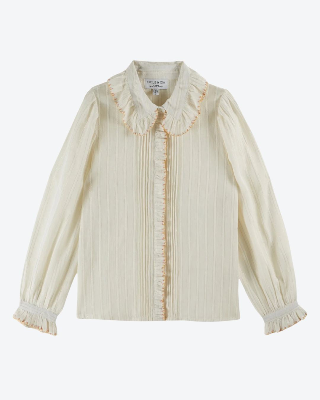 Emile & Ida Cream Embroidered Collar Blouse – Lowie