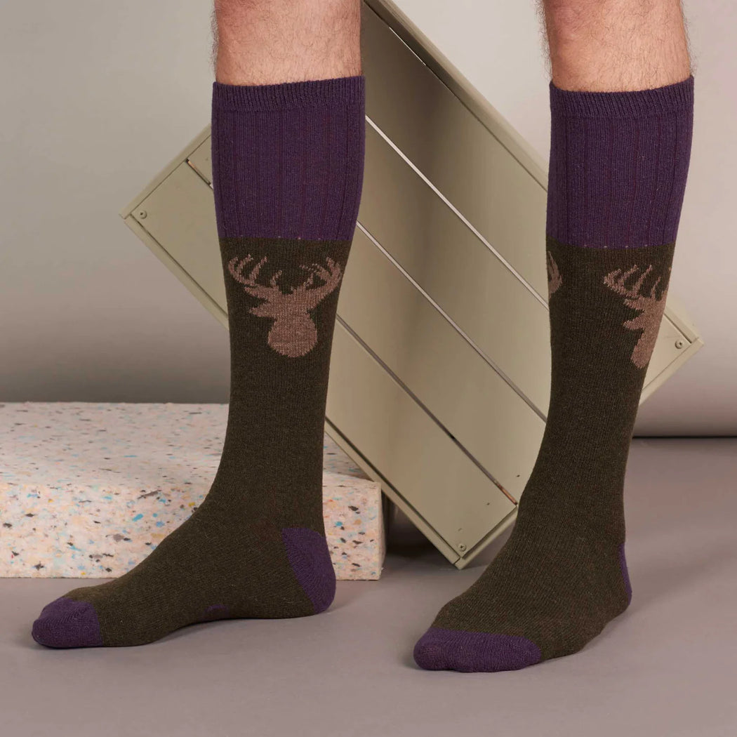 Catherine Tough Men's Stag Face Knee Socks