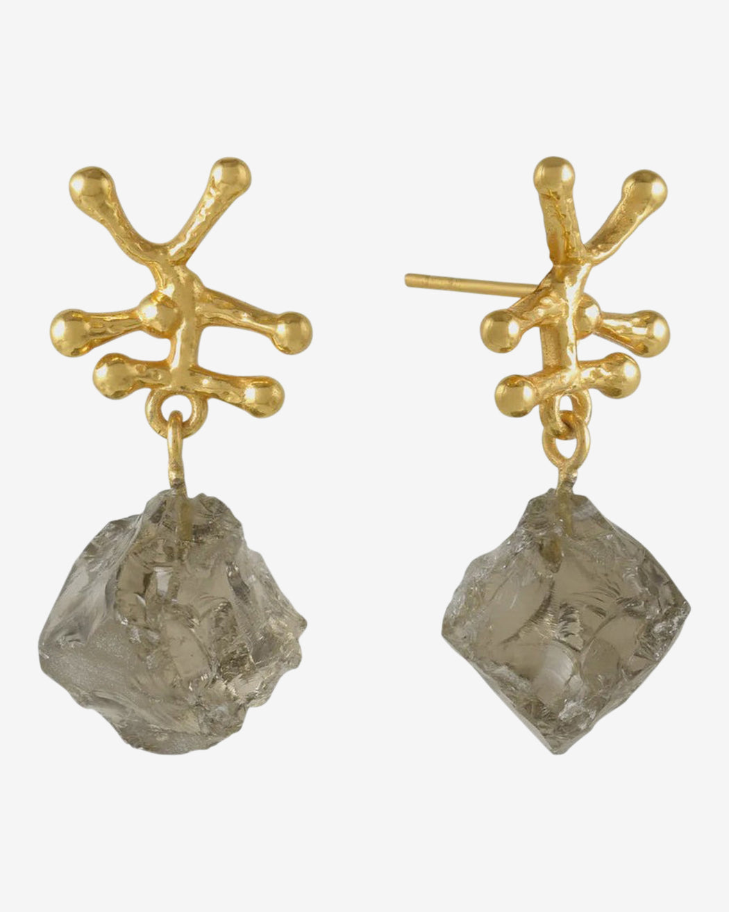 Shyla Nuria Raw Crystal Smoky Earrings
