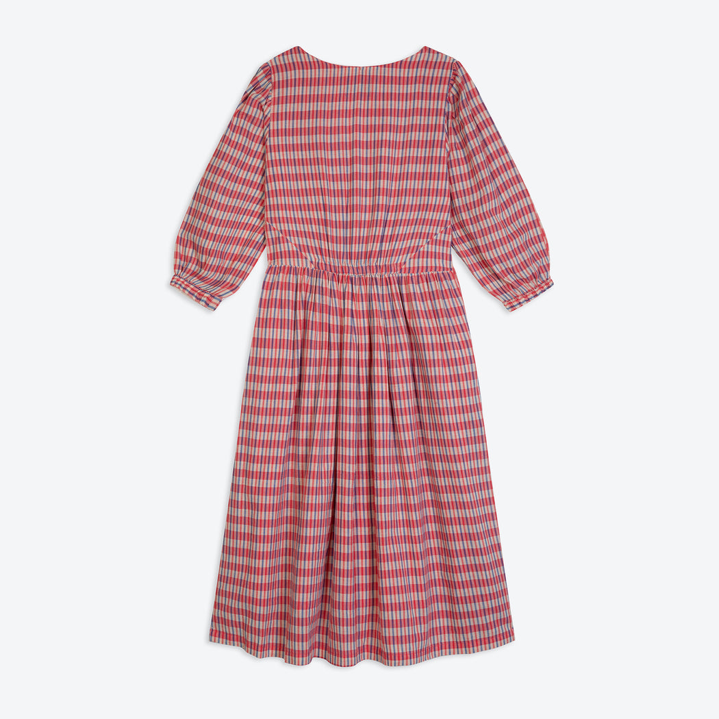 Lowie Red & Blue Handwoven Check Dress