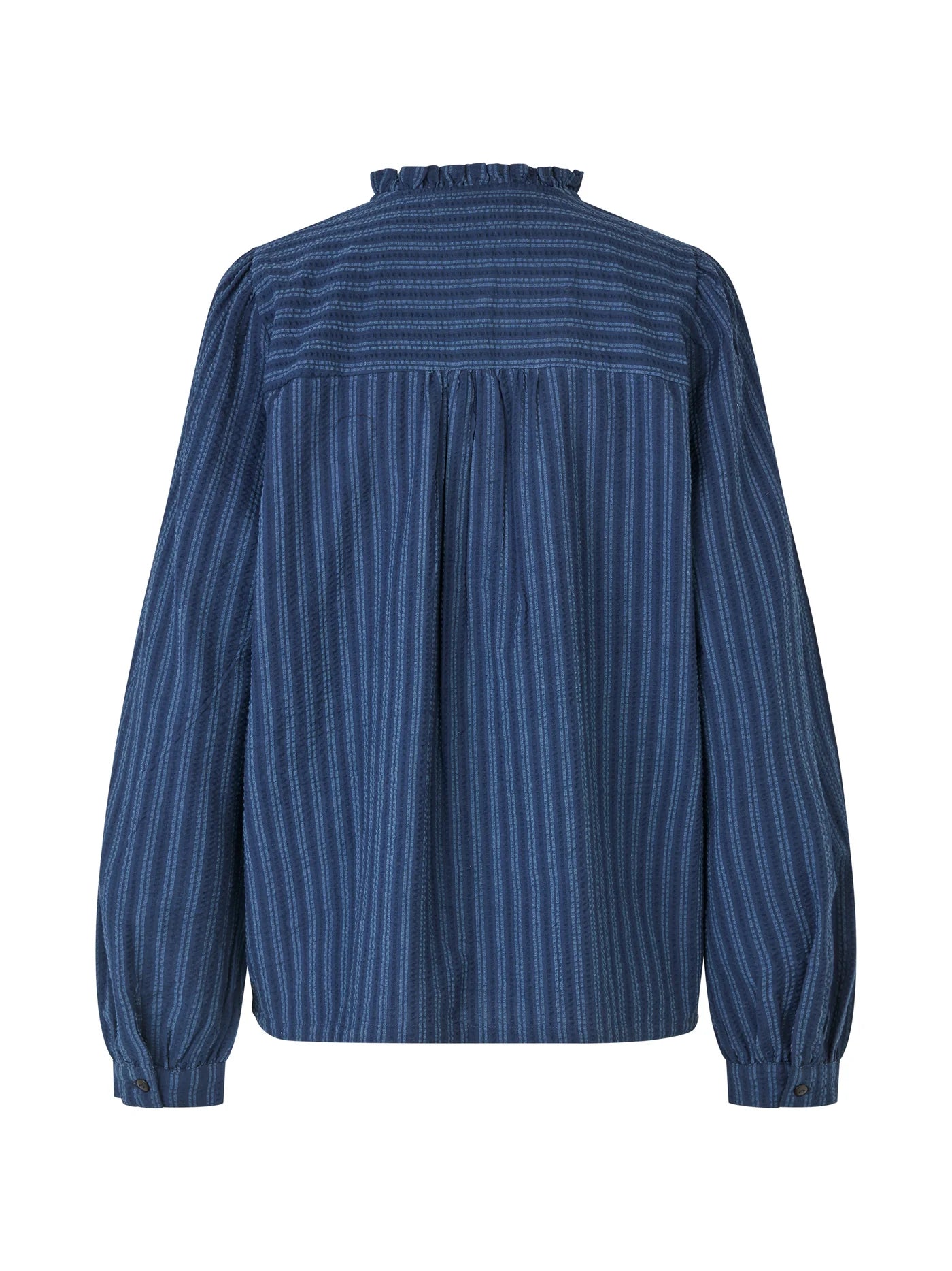 Blue striped blouse on a white background