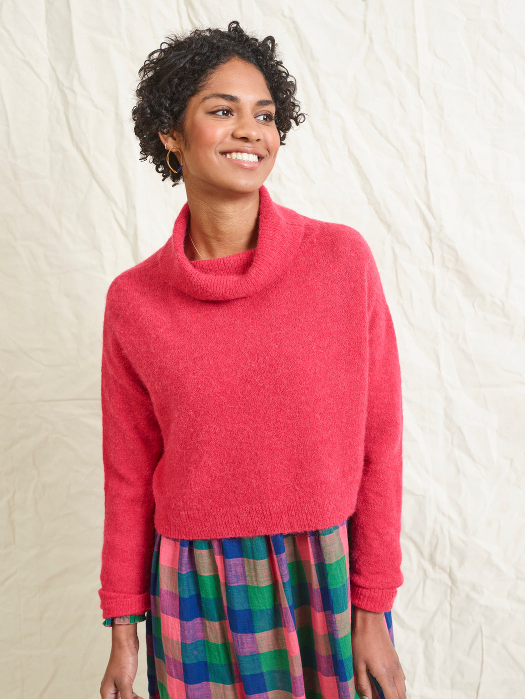 Lowie Red Alpaca Cropped Roll Neck