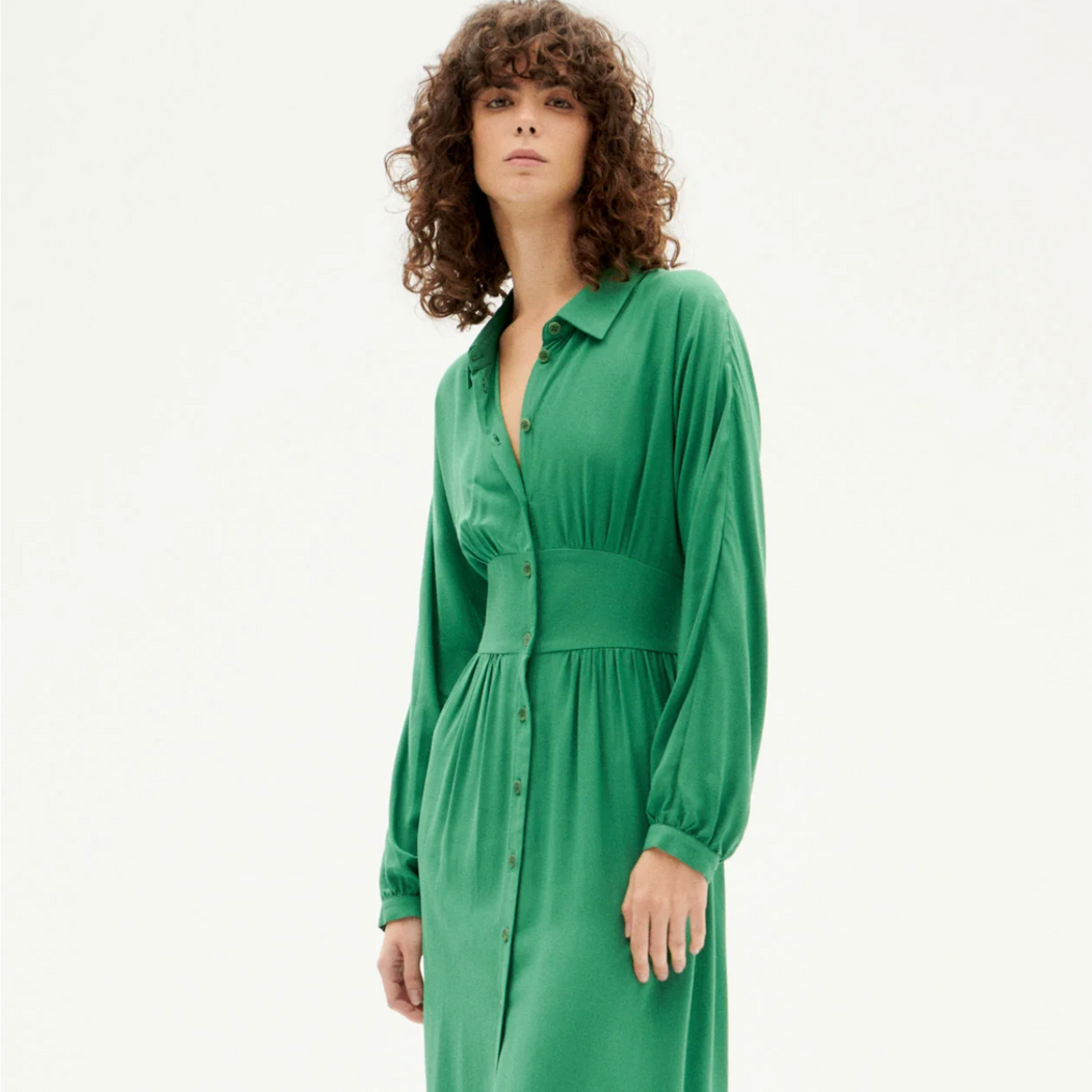 Thinking Mu Clover Green Gabriela Dress