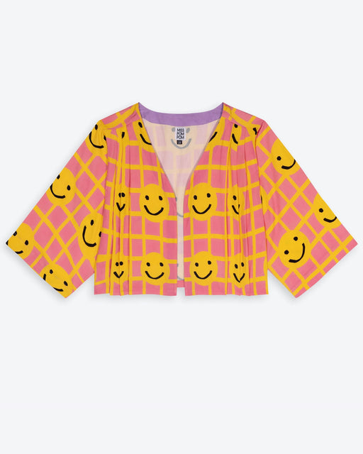 Miss Pompom Smiley Cropped Swing Jacket