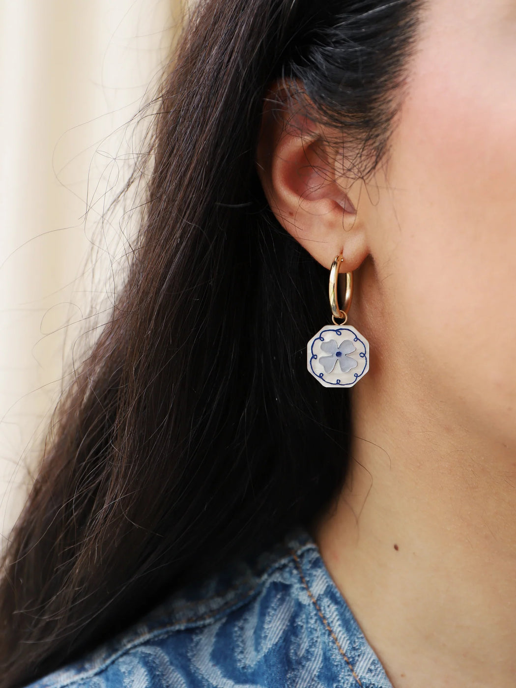 Wolf & Moon Poppy Charm Hoops