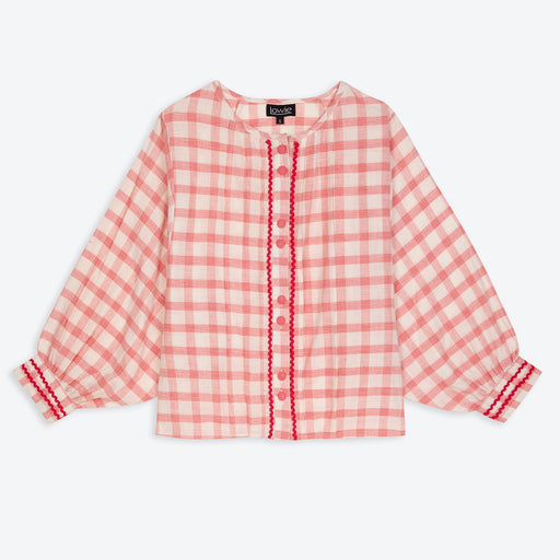 Lowie Pink Check Batwing Blouse