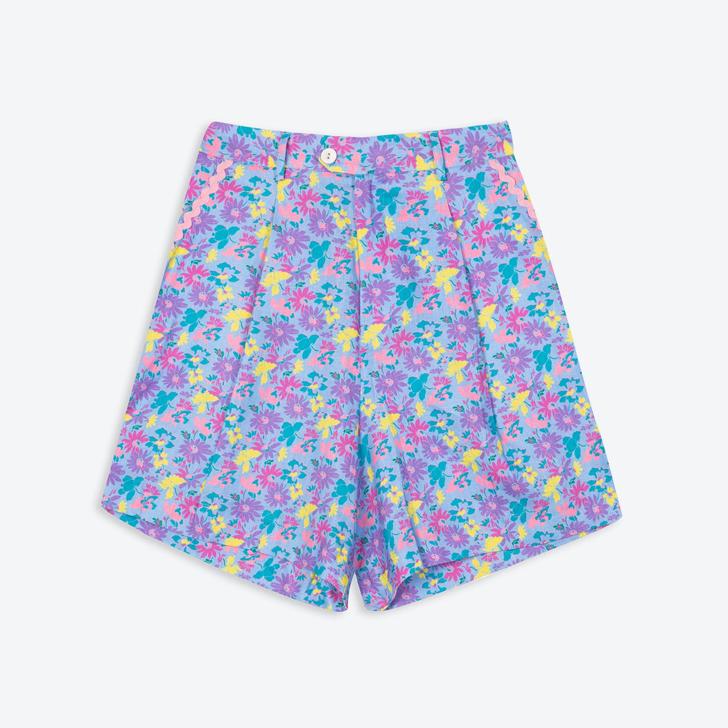 Lowie Linen Hyper Floral Pleat Front Shorts