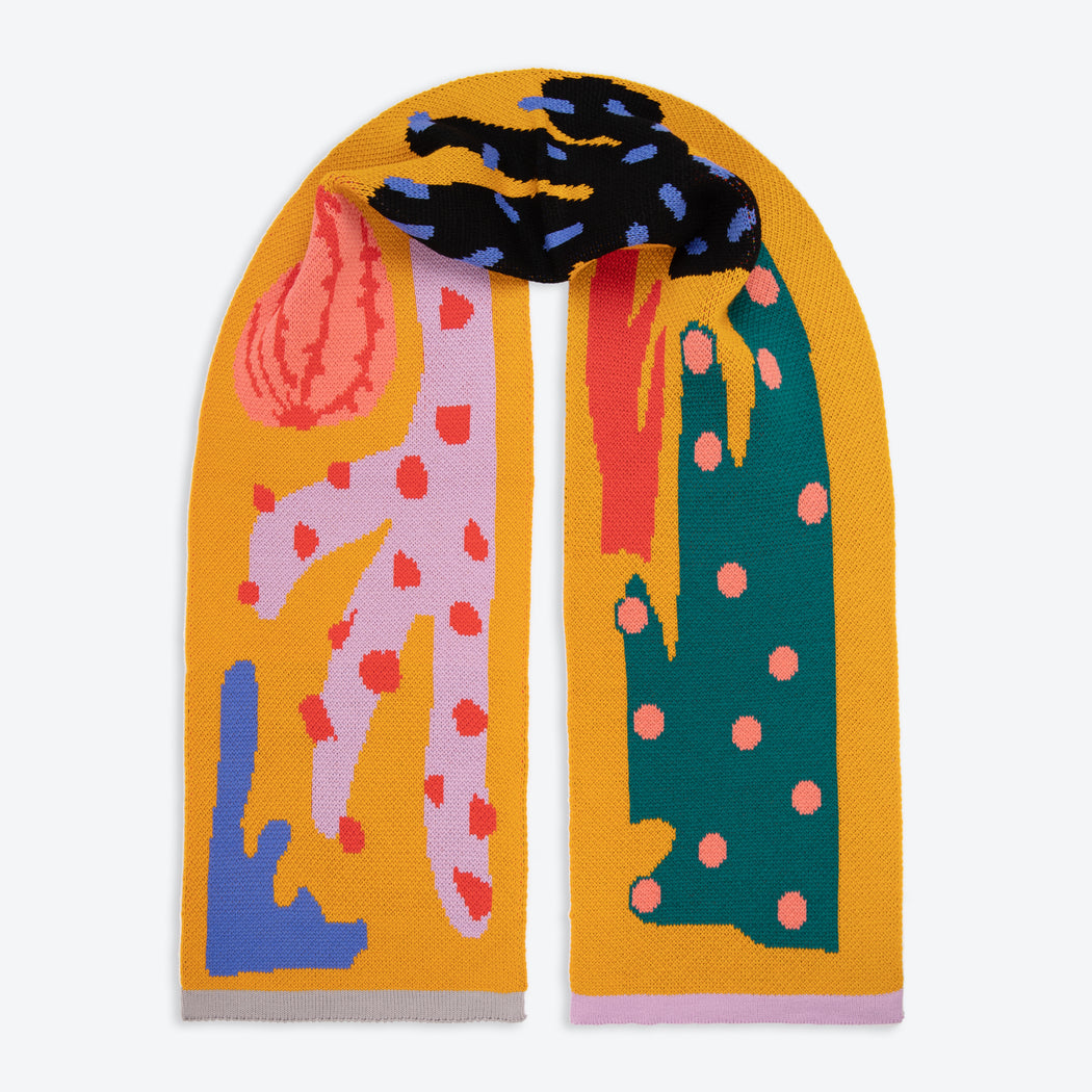 Miss Pompom Yellow Cacti Scarf