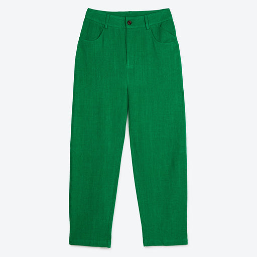 Lowie Linen Viscose Emerald Flat Front Trouser