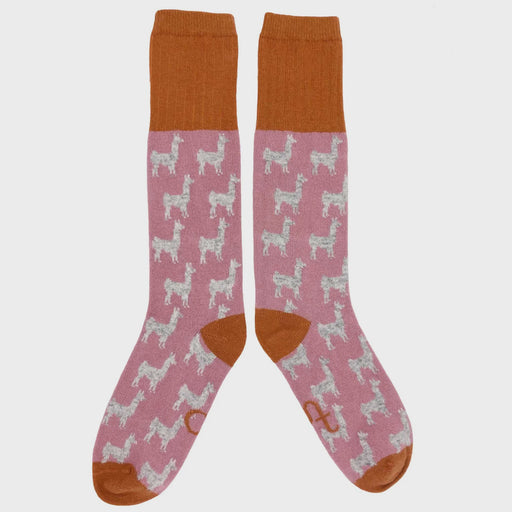 Catherine Tough Womens Pink Llama Knee Socks