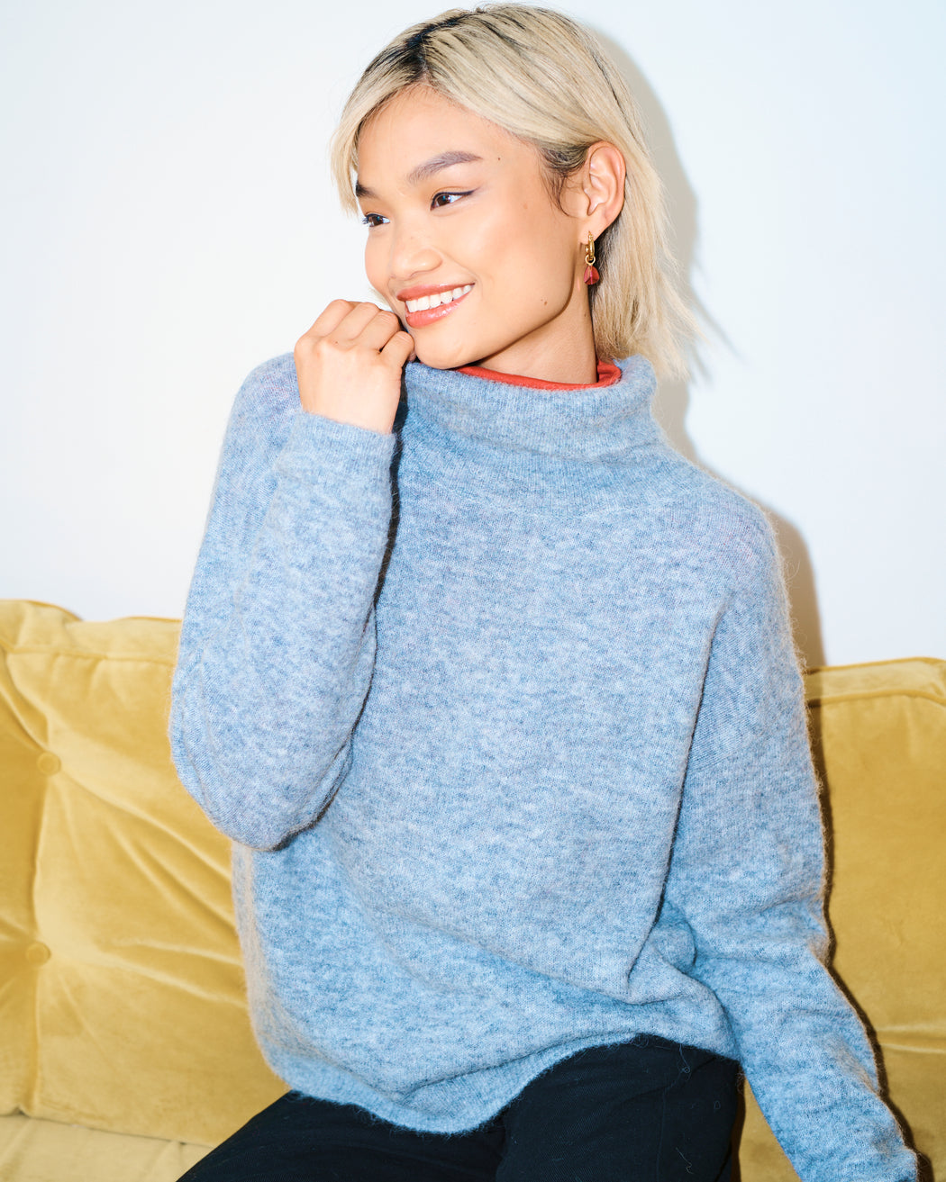 Lowie Sky Blue Alpaca Slouchy Roll Neck