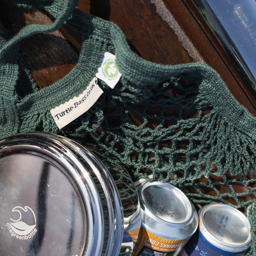 Turtle Bags Bottle Green Long Organic Handled String Bag