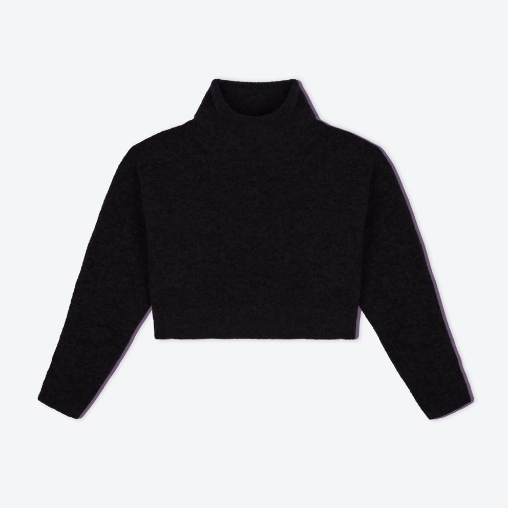 Lowie Black Alpaca Cropped Roll Neck