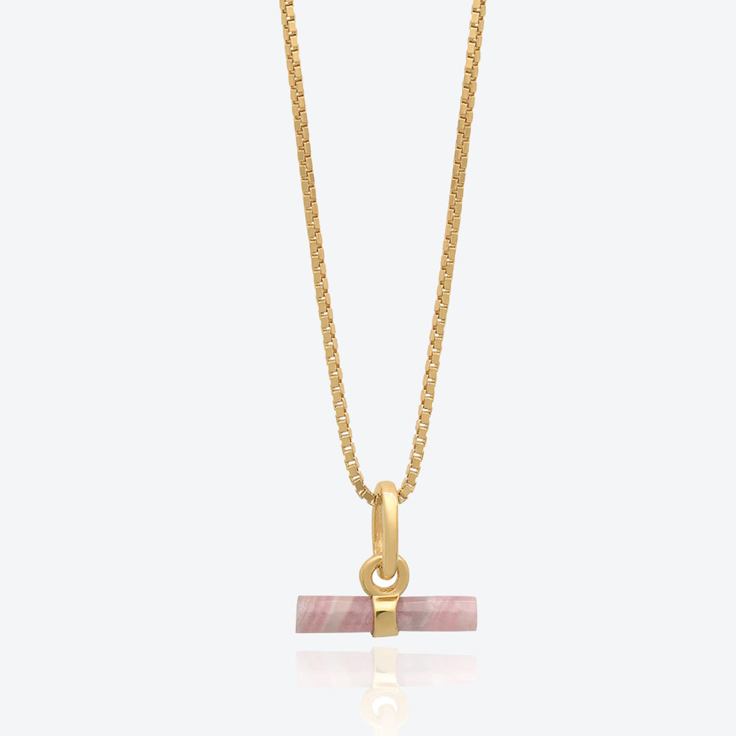 Rachel Jackson Mini Rose T-Bar Gold Necklace